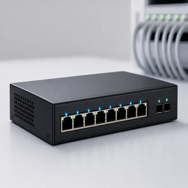 Unbranded simulated PoE network switch product render